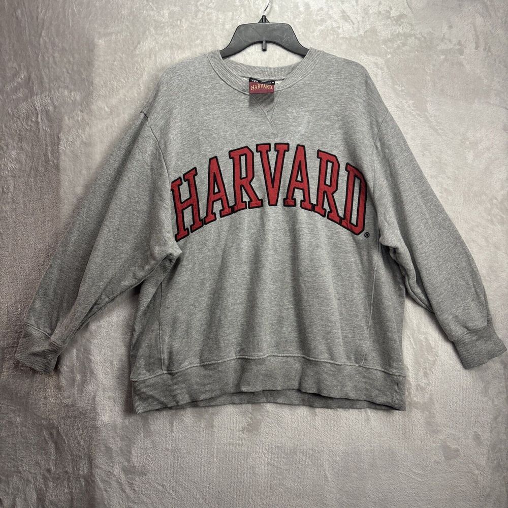Harvard Crimson Sweatshirt Womens Medium Gray Crewneck Pullover Fleece Zara* - Picture 1 of 6